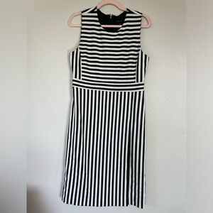 Ann Taylor Loft Black And White Sheath Dress Striped Sleeveless Women’s Size 8